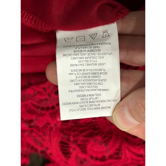 Onyx Nite Red Lace Sheer Blouse Sz XL - Picture 8 of 9